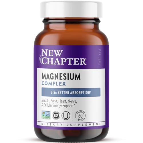 New Chapter Magnesium Complex 325 mg | mit Magnesiumglycinat & Meeres-Magnesium für Herz, Knochen, Nerven, Muskeln & Zellenergie | 60 Tabletten | 100 % vegan