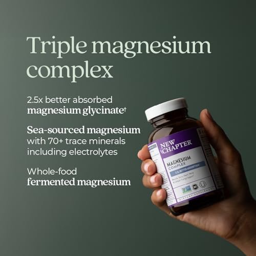 New Chapter Magnesium Complex 325 mg | mit Magnesiumglycinat & Meeres-Magnesium für Herz, Knochen, Nerven, Muskeln & Zellenergie | 60 Tabletten | 100 % vegan