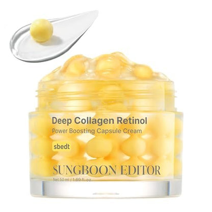 SUNGBOON EDITOR Deep Collagen Retinol Capsule Cream – Anti-Aging Nachtcreme mit Kollagen & Retinol für feine Linien & trockene Haut, 1,69 fl.oz | Koreanische Hautpflege