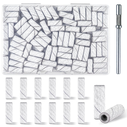100 Stück 240er Körnung weiße kleine Schleifbänder Nagelbohrer-Bit, extreme feine Körnung Mini-Schleifband, Nagelbohrer-Aufsätze, Upgrade 3,1 mm Mandrel-Bits, professioneller Nagelbohrer für Acrylnägel