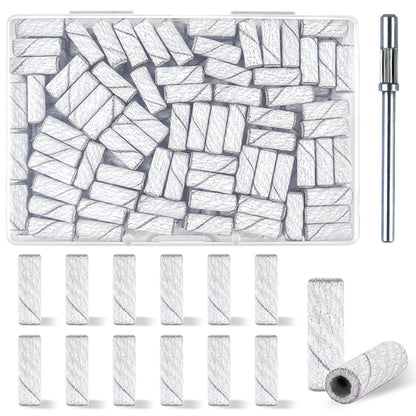 100 Stück 240er Körnung weiße kleine Schleifbänder Nagelbohrer-Bit, extreme feine Körnung Mini-Schleifband, Nagelbohrer-Aufsätze, Upgrade 3,1 mm Mandrel-Bits, professioneller Nagelbohrer für Acrylnägel
