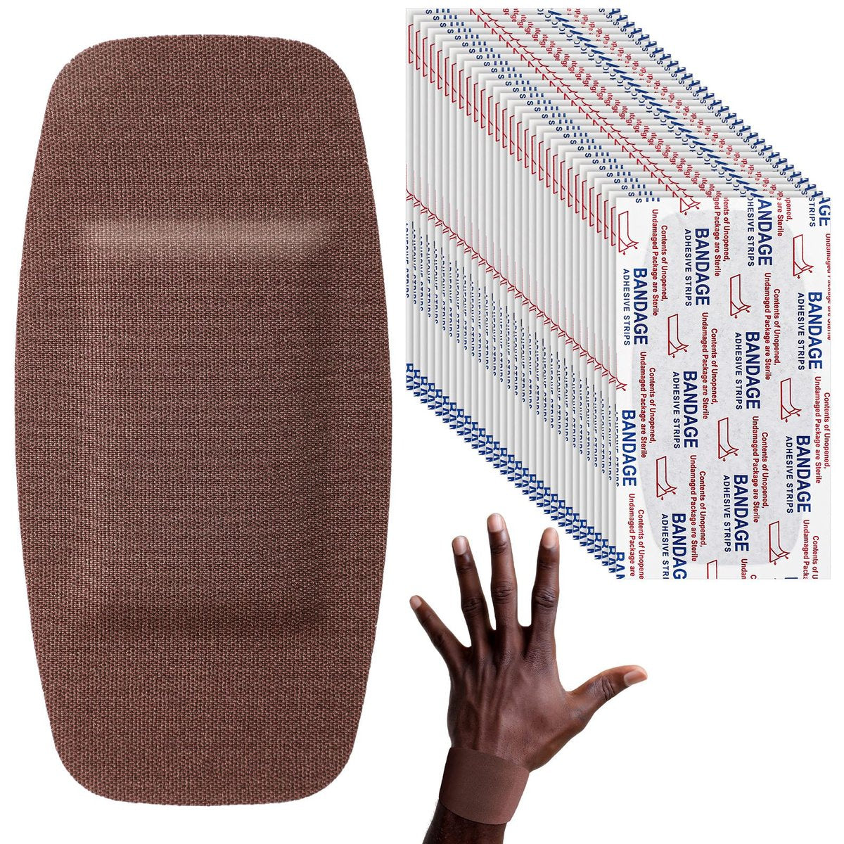 Sinmoe 100 Stück Große Flexible Haftverbände Wundversorgung Latexfrei Stoff PE Pflaster für Pflege und Schutz von Wunden, 2 x 4 Zoll (Dunkelbraun)