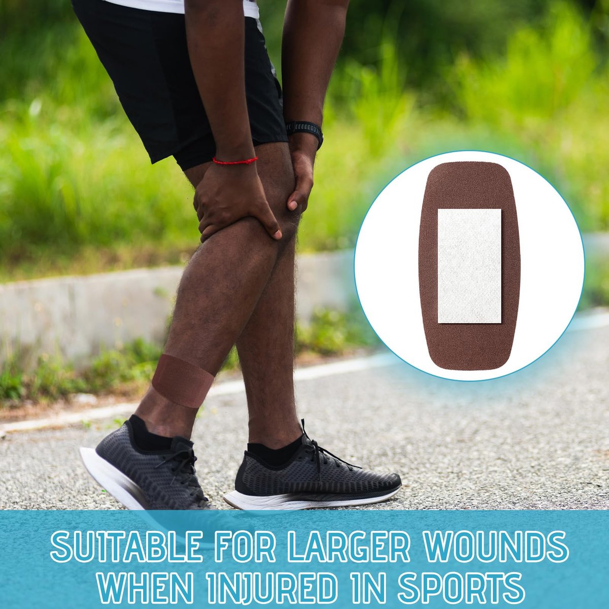 Sinmoe 100 Stück Große Flexible Haftverbände Wundversorgung Latexfrei Stoff PE Pflaster für Pflege und Schutz von Wunden, 2 x 4 Zoll (Dunkelbraun)