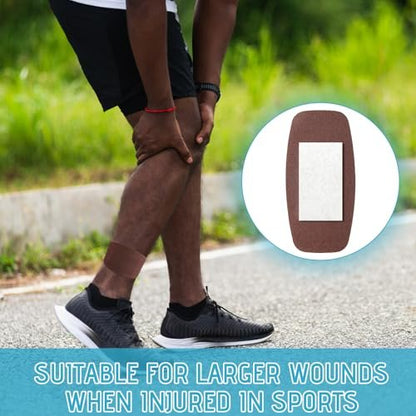Sinmoe 100 Stück Große Flexible Haftverbände Wundversorgung Latexfrei Stoff PE Pflaster für Pflege und Schutz von Wunden, 2 x 4 Zoll (Dunkelbraun)
