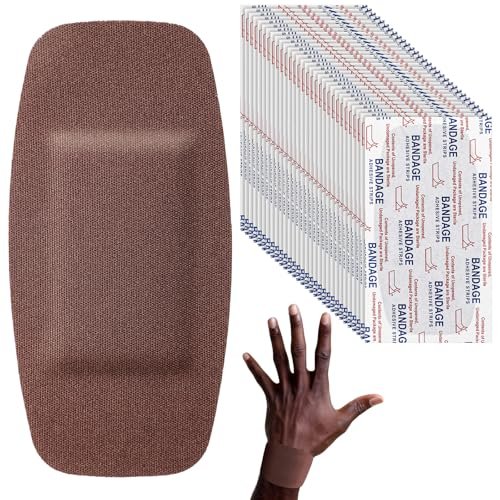 Sinmoe 100 Stück Große Flexible Haftverbände Wundversorgung Latexfrei Stoff PE Pflaster für Pflege und Schutz von Wunden, 2 x 4 Zoll (Dunkelbraun)