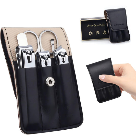 Nagelknipser Set, 6-teiliges Zehennagelknipser Set, Edelstahl Fingernagelknipser, PU-Leder Maniküre-Set, Reise-Nagelpflege-Set, Geschenkidee