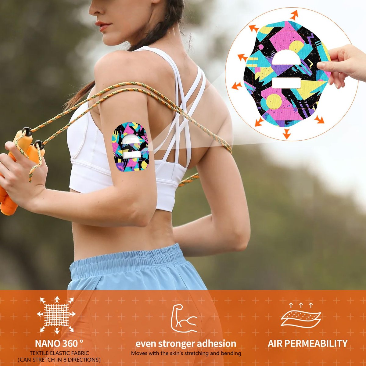 Omnipod 5 Klebepflaster – Omnipod 5 Overpatches wasserdicht mit Riemen, vorgeschnitten, schweißbeständig, Omnipod Sensor Tape (Graffiti 20 Stück)