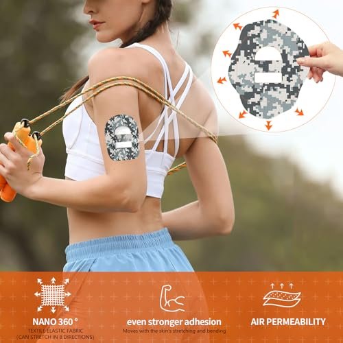 Omnipod 5 Klebepflaster – wasserdichte Overpatches mit Riemen, vorgeschnitten, schweißfest, Camo, 20 Stück