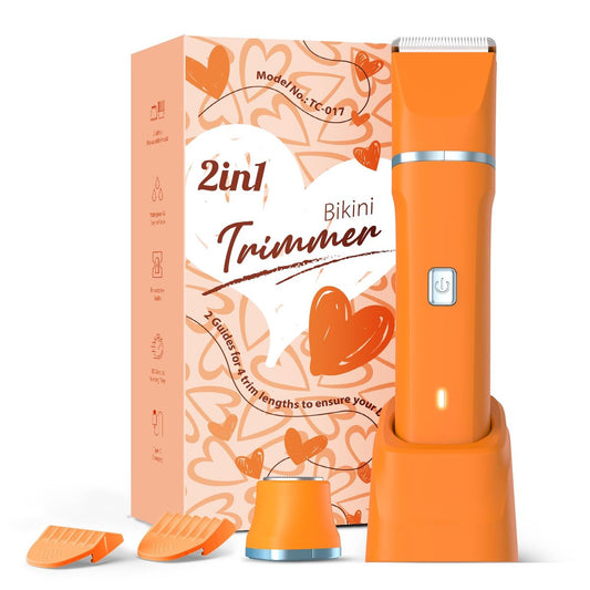 Gesichtshaarentfernung für Frauen - Wasserdichter 2-in-1 wiederaufladbarer Augenbrauen- und Bikinischneider für Frauen, schmerzfreier elektrischer Rasierer für Lippe, Arme, Gesicht, Pfirsichflaum