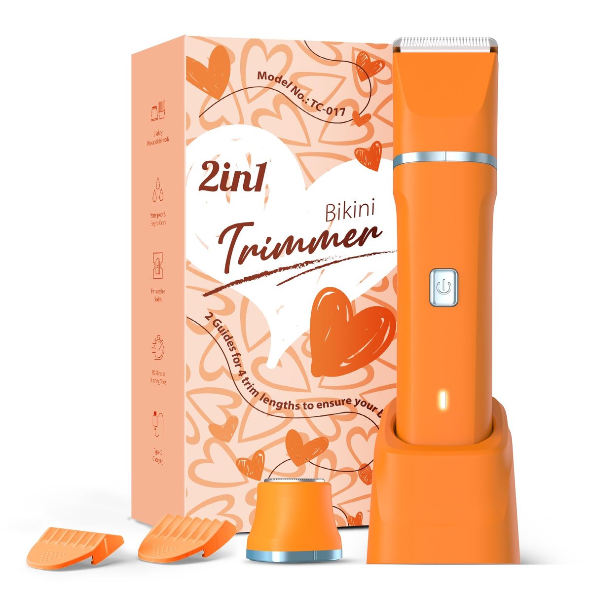 Gesichtshaarentfernung für Frauen - Wasserdichter 2-in-1 wiederaufladbarer Augenbrauen- und Bikinischneider für Frauen, schmerzfreier elektrischer Rasierer für Lippe, Arme, Gesicht, Pfirsichflaum