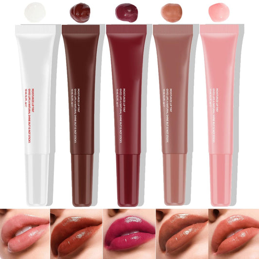 DENESTUP 5er Set Hydrierender Lip Gloss Lip Jam Set – Hochglanz, Nude Farben, Feuchtigkeitsspendend, Glitzer, Plumping, Shiny Jelly Liquid Lipstick für Mädchen und Frauen