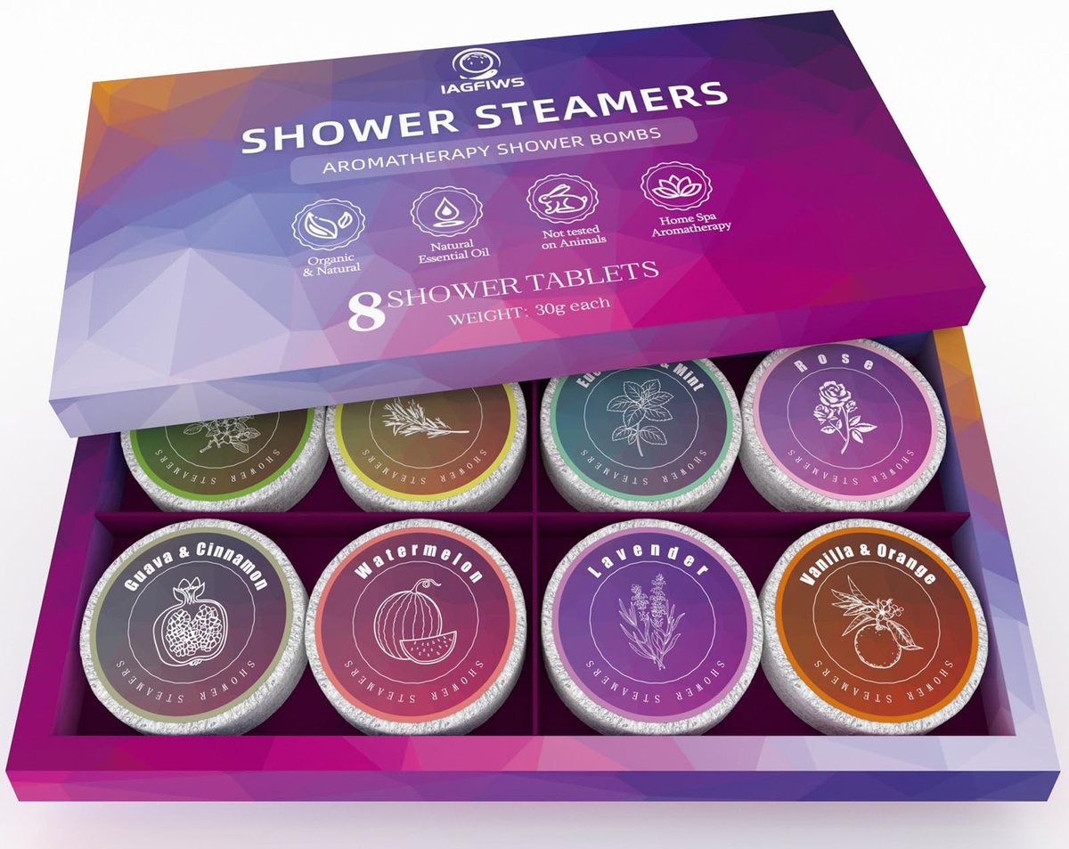 Duschbomben Aromatherapie, 8er-Pack im Geschenkkorb – Ideales Muttertagsgeschenk, Lehrer-Dankeschön, Wellness-Geschenk für Frauen und Männer – Organische ätherische Öle für Entspannung und Selbstpflege