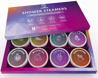 Duschbomben Aromatherapie, 8er-Pack im Geschenkkorb – Ideales Muttertagsgeschenk, Lehrer-Dankeschön, Wellness-Geschenk für Frauen und Männer – Organische ätherische Öle für Entspannung und Selbstpflege