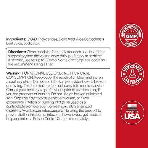 O Positiv URO Borsäure-Vaginalzäpfchen – mit Milchsäure und Aloe für schnelle Linderung und Vaginalgeruchskontrolle – Vegan, ohne Parabene, Farbstoffe und Duftstoffe – 12 Stück (1 Packung)