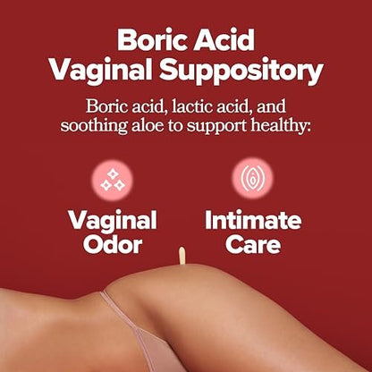 O Positiv URO Borsäure-Vaginalzäpfchen – mit Milchsäure und Aloe für schnelle Linderung und Vaginalgeruchskontrolle – Vegan, ohne Parabene, Farbstoffe und Duftstoffe – 12 Stück (1 Packung)