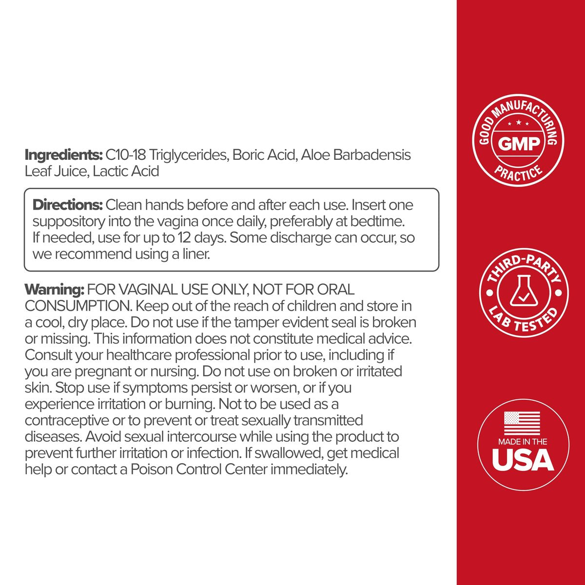 O Positiv URO Borsäure-Vaginalzäpfchen – mit Milchsäure und Aloe für schnelle Linderung und Vaginalgeruchskontrolle – Vegan, ohne Parabene, Farbstoffe und Duftstoffe – 12 Stück (1 Packung)