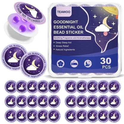 TEAWOO Kinder Schlafpflaster – Gute Nacht Schlaföl Perlen Aufkleber (30 Stück, für bis zu 120 Nächte) – Verbesserte Sweet Dream Formel mit 100% natürlichen Pflanzeninhaltsstoffen