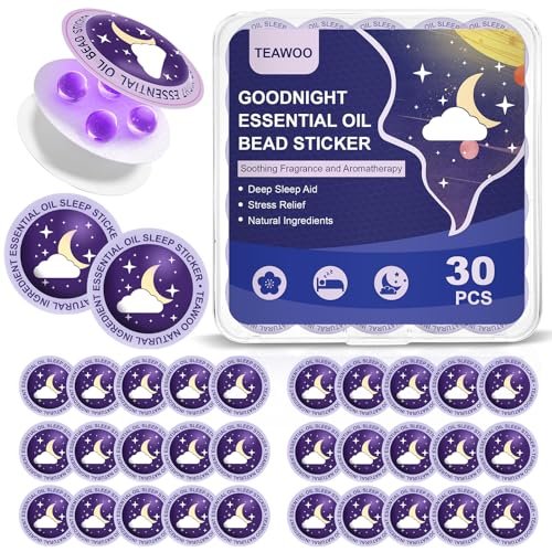 TEAWOO Kinder Schlafpflaster – Gute Nacht Schlaföl Perlen Aufkleber (30 Stück, für bis zu 120 Nächte) – Verbesserte Sweet Dream Formel mit 100% natürlichen Pflanzeninhaltsstoffen