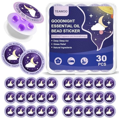 TEAWOO Kinder Schlafpflaster – Gute Nacht Schlaföl Perlen Aufkleber (30 Stück, für bis zu 120 Nächte) – Verbesserte Sweet Dream Formel mit 100% natürlichen Pflanzeninhaltsstoffen