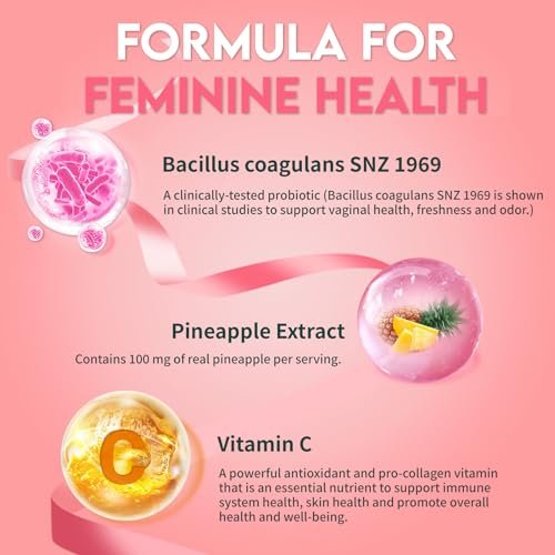 Airboy Vaginale Probiotika Gummibärchen für Frauen – Ananas-Gummis für ausgewogenen pH-Wert, Hefegleichgewicht & Florasupport – 60 Gummis