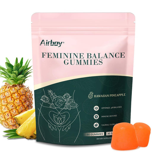 Airboy Vaginale Probiotika Gummibärchen für Frauen – Ananas-Gummis für ausgewogenen pH-Wert, Hefegleichgewicht & Florasupport – 60 Gummis