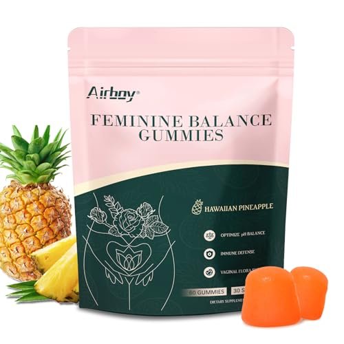 Airboy Vaginale Probiotika Gummibärchen für Frauen – Ananas-Gummis für ausgewogenen pH-Wert, Hefegleichgewicht & Florasupport – 60 Gummis
