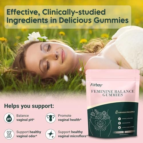 Airboy Vaginale Probiotika Gummibärchen für Frauen – Ananas-Gummis für ausgewogenen pH-Wert, Hefegleichgewicht & Florasupport – 60 Gummis