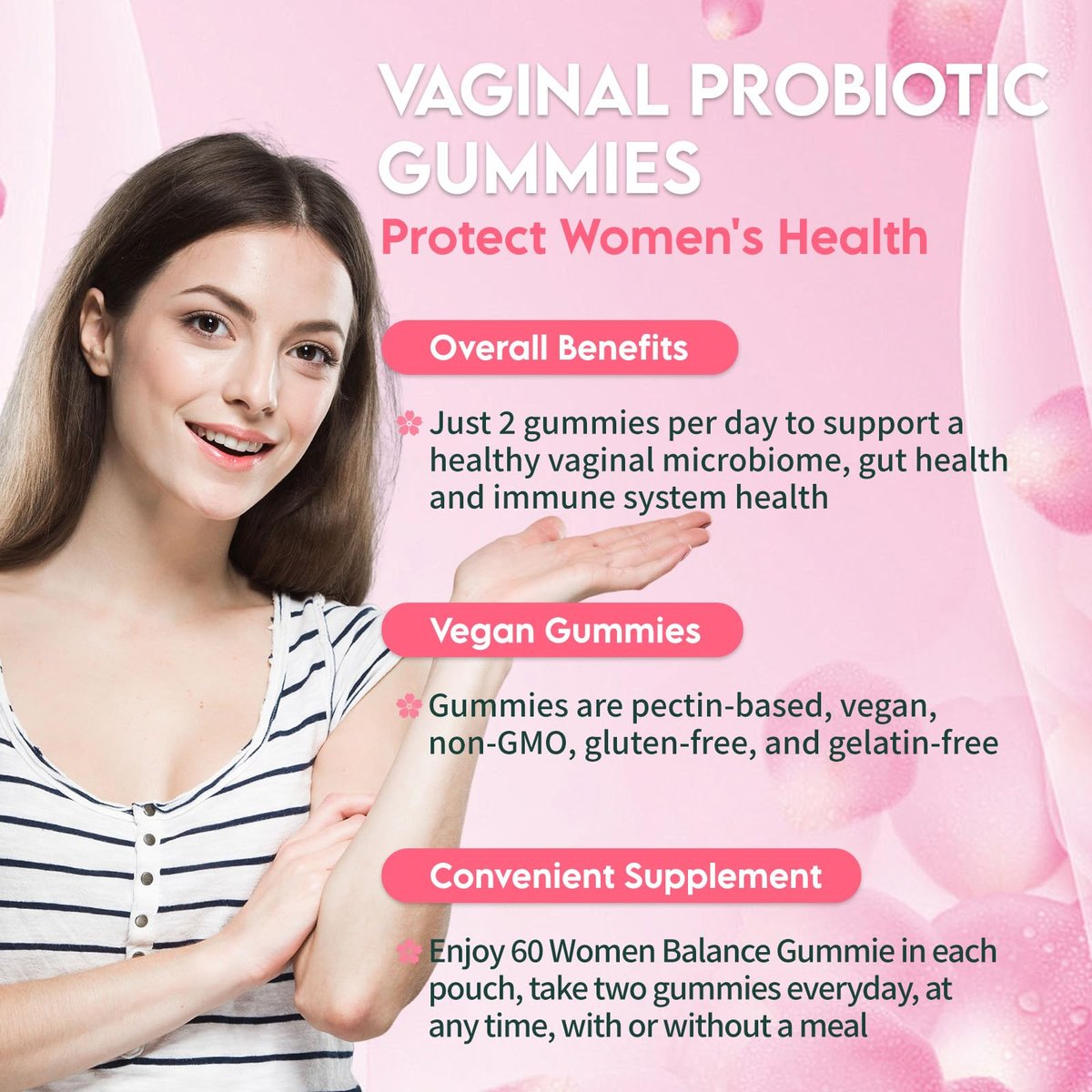 Airboy Vaginale Probiotika Gummibärchen für Frauen – Ananas-Gummis für ausgewogenen pH-Wert, Hefegleichgewicht & Florasupport – 60 Gummis