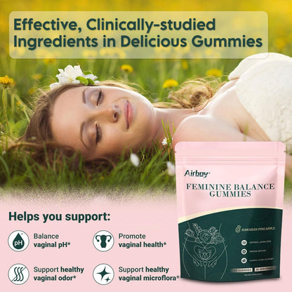 Airboy Vaginale Probiotika Gummibärchen für Frauen – Ananas-Gummis für ausgewogenen pH-Wert, Hefegleichgewicht & Florasupport – 60 Gummis