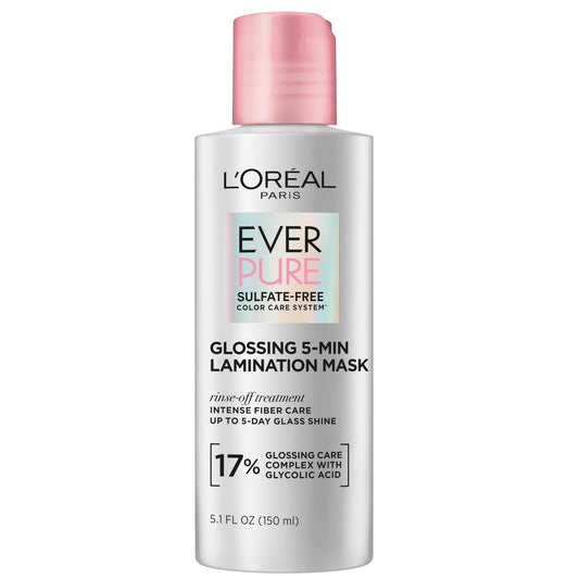 L'Oréal Paris EverPure Glossing Lamination Haarmaske mit Glykolsäure – 5,1 Fl Oz (150 ml) für langanhaltenden Glanz und Geschmeidigkeit bei stumpfem, trockenem Haar