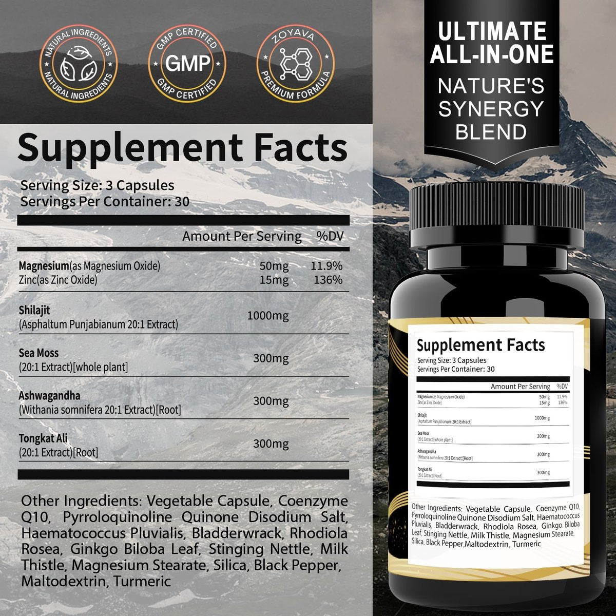 Uheco Shilajit Supplement – 19-in-1 Kapseln mit Seemoos, Ashwagandha, Tongkat Ali und Fulvinsäure – 90 Kapseln