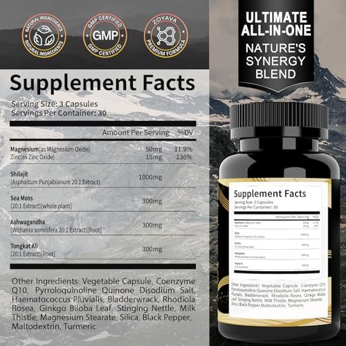 Uheco Shilajit Supplement – 19-in-1 Kapseln mit Seemoos, Ashwagandha, Tongkat Ali und Fulvinsäure – 90 Kapseln