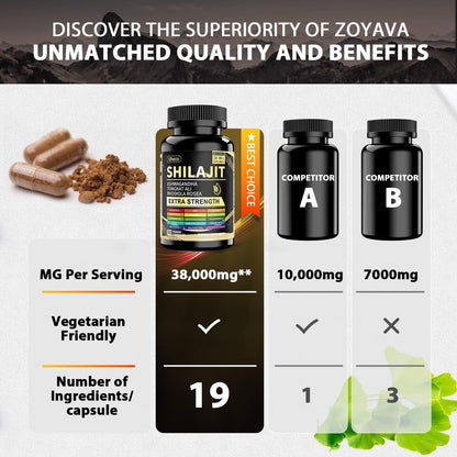 Uheco Shilajit Supplement – 19-in-1 Kapseln mit Seemoos, Ashwagandha, Tongkat Ali und Fulvinsäure – 90 Kapseln
