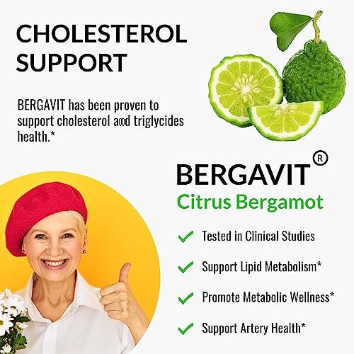 UpNourish Pflanzensterole mit Citrus Bergamot, CoQ10, Omega 3, Olivenblatt, Curcumin, Schwarzer Knoblauch und Niacin – 120 Softgels