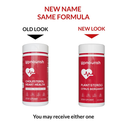UpNourish Pflanzensterole mit Citrus Bergamot, CoQ10, Omega 3, Olivenblatt, Curcumin, Schwarzer Knoblauch und Niacin – 120 Softgels