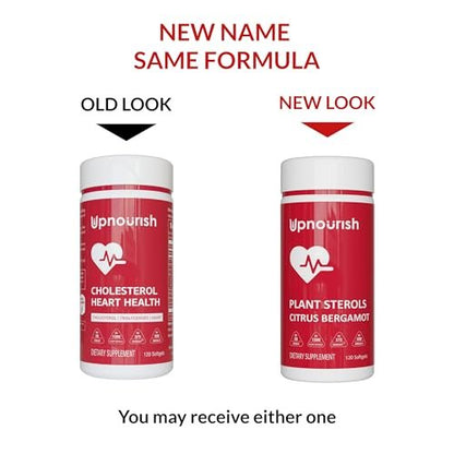 UpNourish Pflanzensterole mit Citrus Bergamot, CoQ10, Omega 3, Olivenblatt, Curcumin, Schwarzer Knoblauch und Niacin – 120 Softgels