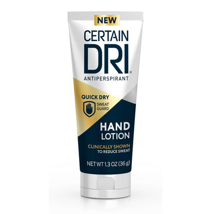 Certain Dri Antitranspirant Handlotion, 24-Stunden-Schutz gegen Schwitzen & Handhyperhidrose, schnell trocknend, nicht fettend, parfümfrei, dermatologisch getestet, 1,3 oz