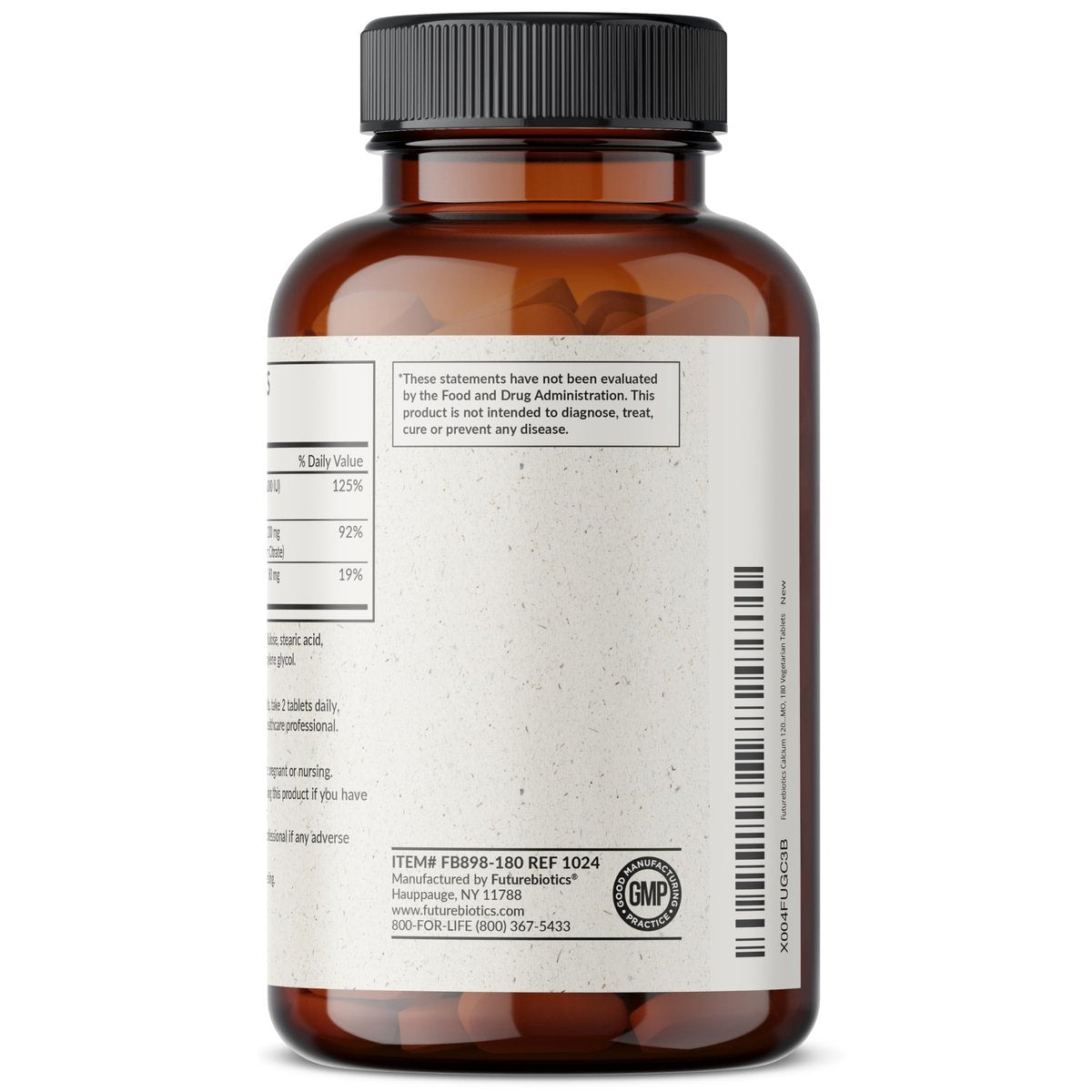 Futurebiotics Calcium 1200 mg mit Vitamin D3 1000 IE, 180 vegane Tabletten – Nahrungsergänzungsmittel für Knochen & Zähne