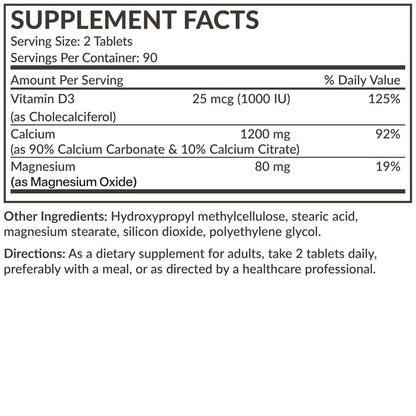 Futurebiotics Calcium 1200 mg mit Vitamin D3 1000 IE, 180 vegane Tabletten – Nahrungsergänzungsmittel für Knochen & Zähne