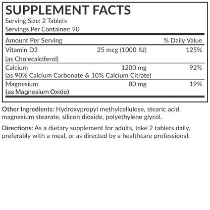 Futurebiotics Calcium 1200 mg mit Vitamin D3 1000 IE, 180 vegane Tabletten – Nahrungsergänzungsmittel für Knochen & Zähne