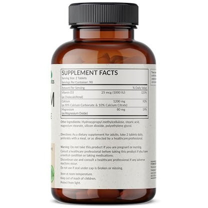 Futurebiotics Calcium 1200 mg mit Vitamin D3 1000 IE, 180 vegane Tabletten – Nahrungsergänzungsmittel für Knochen & Zähne