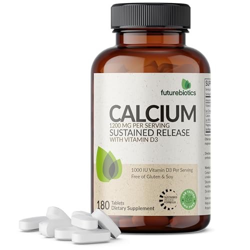 Futurebiotics Calcium 1200 mg mit Vitamin D3 1000 IE, 180 vegane Tabletten – Nahrungsergänzungsmittel für Knochen & Zähne