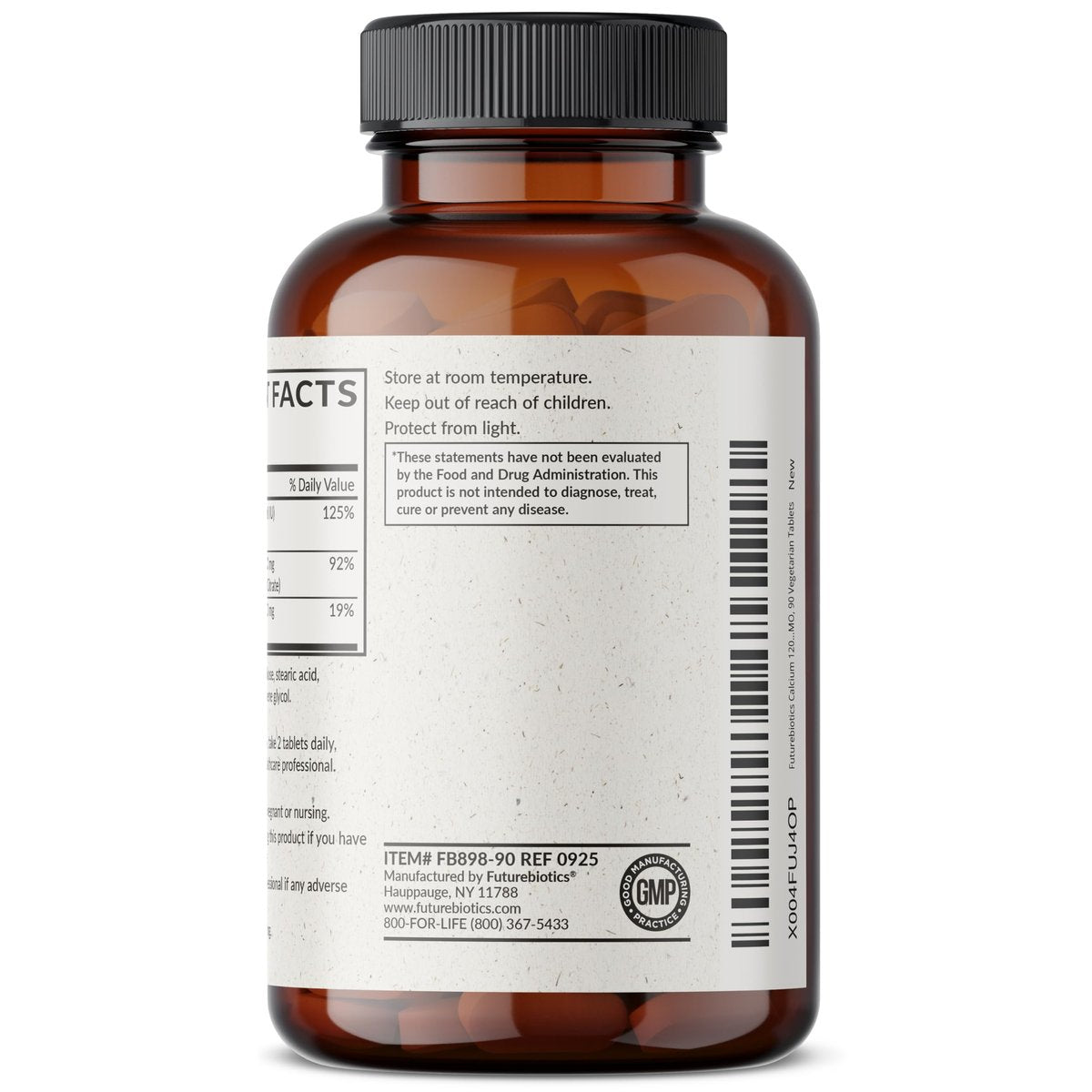 Futurebiotics Calcium 1200 mg mit Vitamin D3 1000 IE, 90 vegane Tabletten – Nachhaltige Freisetzung, Non-GMO