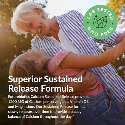 Futurebiotics Calcium 1200 mg mit Vitamin D3 1000 IE, 90 vegane Tabletten – Nachhaltige Freisetzung, Non-GMO