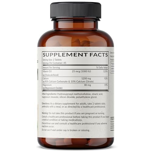 Futurebiotics Calcium 1200 mg mit Vitamin D3 1000 IE, 90 vegane Tabletten – Nachhaltige Freisetzung, Non-GMO