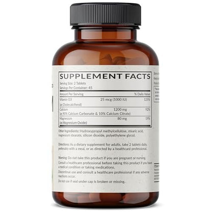 Futurebiotics Calcium 1200 mg mit Vitamin D3 1000 IE, 90 vegane Tabletten – Nachhaltige Freisetzung, Non-GMO