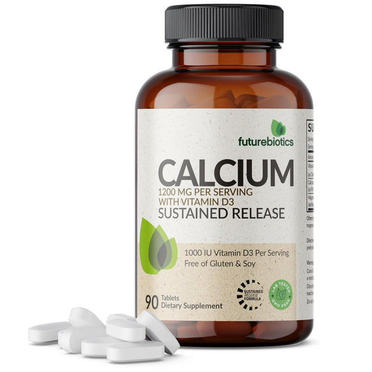 Futurebiotics Calcium 1200 mg mit Vitamin D3 1000 IE, 90 vegane Tabletten – Nachhaltige Freisetzung, Non-GMO