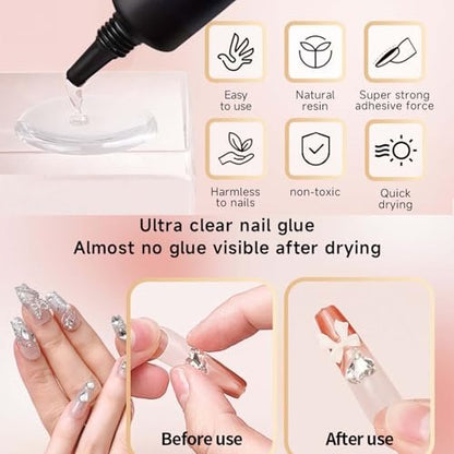 Gosojam Nagelkleber 2er-Pack – Schnelltrocknender, langanhaltender Kleber für Acryl-, Press-On- & Gelnägel – Wasserfest, kein UV/LED nötig, 10g x 2 – Starke Haftung, schonend zu den Nägeln, ideal für DIY & Salon