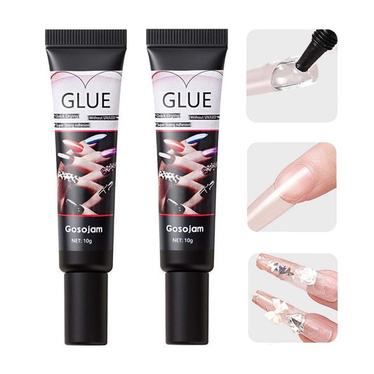 Gosojam Nagelkleber 2er-Pack – Schnelltrocknender, langanhaltender Kleber für Acryl-, Press-On- & Gelnägel – Wasserfest, kein UV/LED nötig, 10g x 2 – Starke Haftung, schonend zu den Nägeln, ideal für DIY & Salon