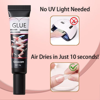 Gosojam Nagelkleber 2er-Pack – Schnelltrocknender, langanhaltender Kleber für Acryl-, Press-On- & Gelnägel – Wasserfest, kein UV/LED nötig, 10g x 2 – Starke Haftung, schonend zu den Nägeln, ideal für DIY & Salon